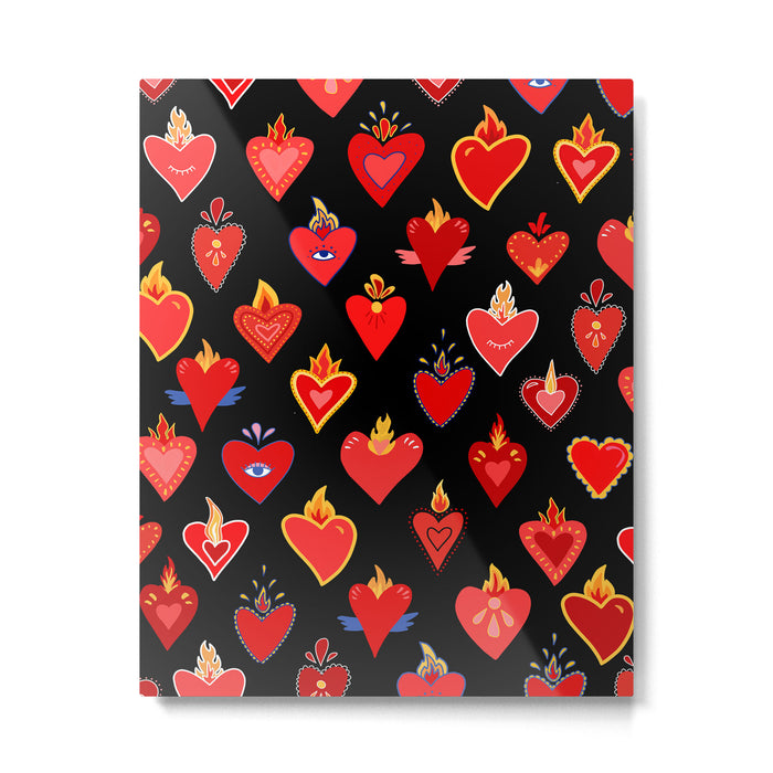 Mexican flaming heart Metal Print Gallery Image 1