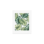 Monstera botanical leaves illustration pattern on white Art Print Gallery Image 1