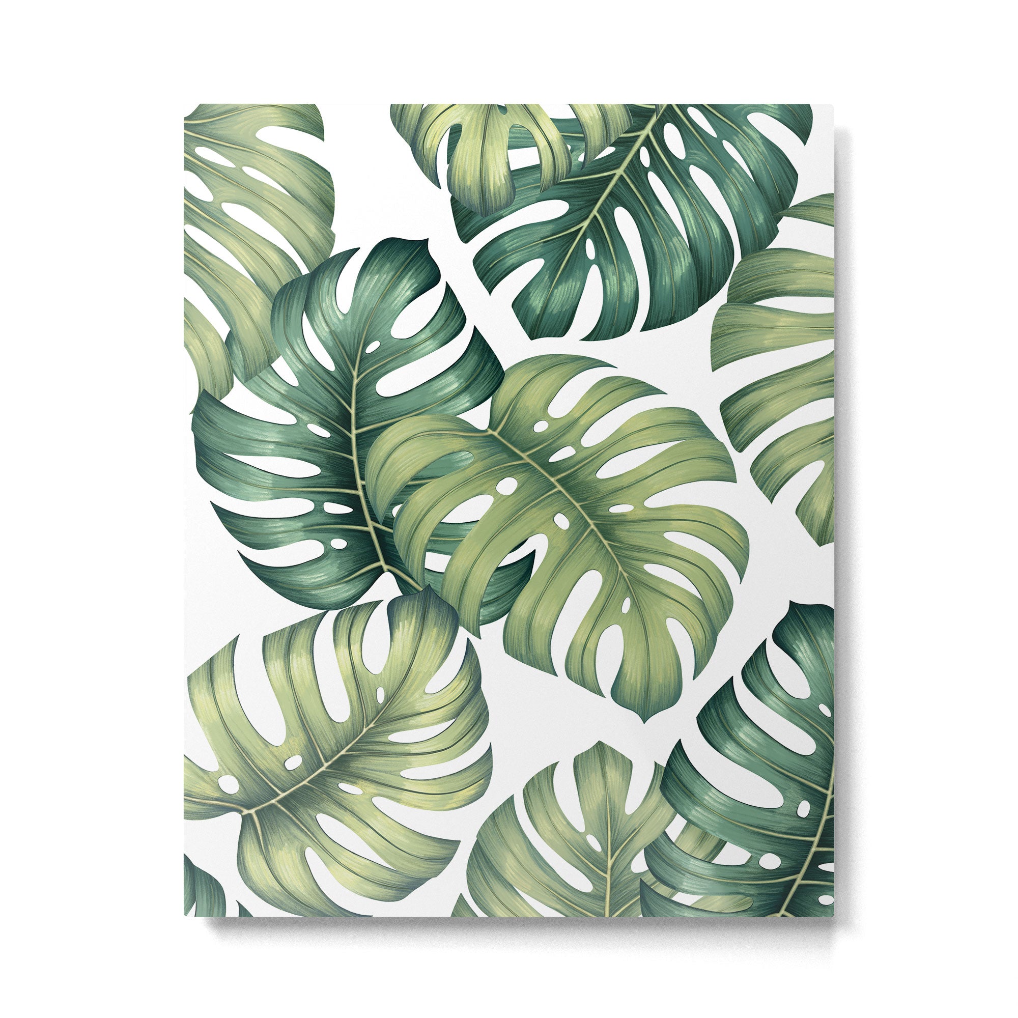 Monstera botanical leaves illustration pattern on white Metal Print Gallery Image 6