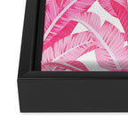 Pink banana leaves tropical pattern on white Framed Canvas Print Gallery Image 3