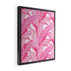 Pink banana leaves tropical pattern on white Framed Canvas Print Gallery Image 2