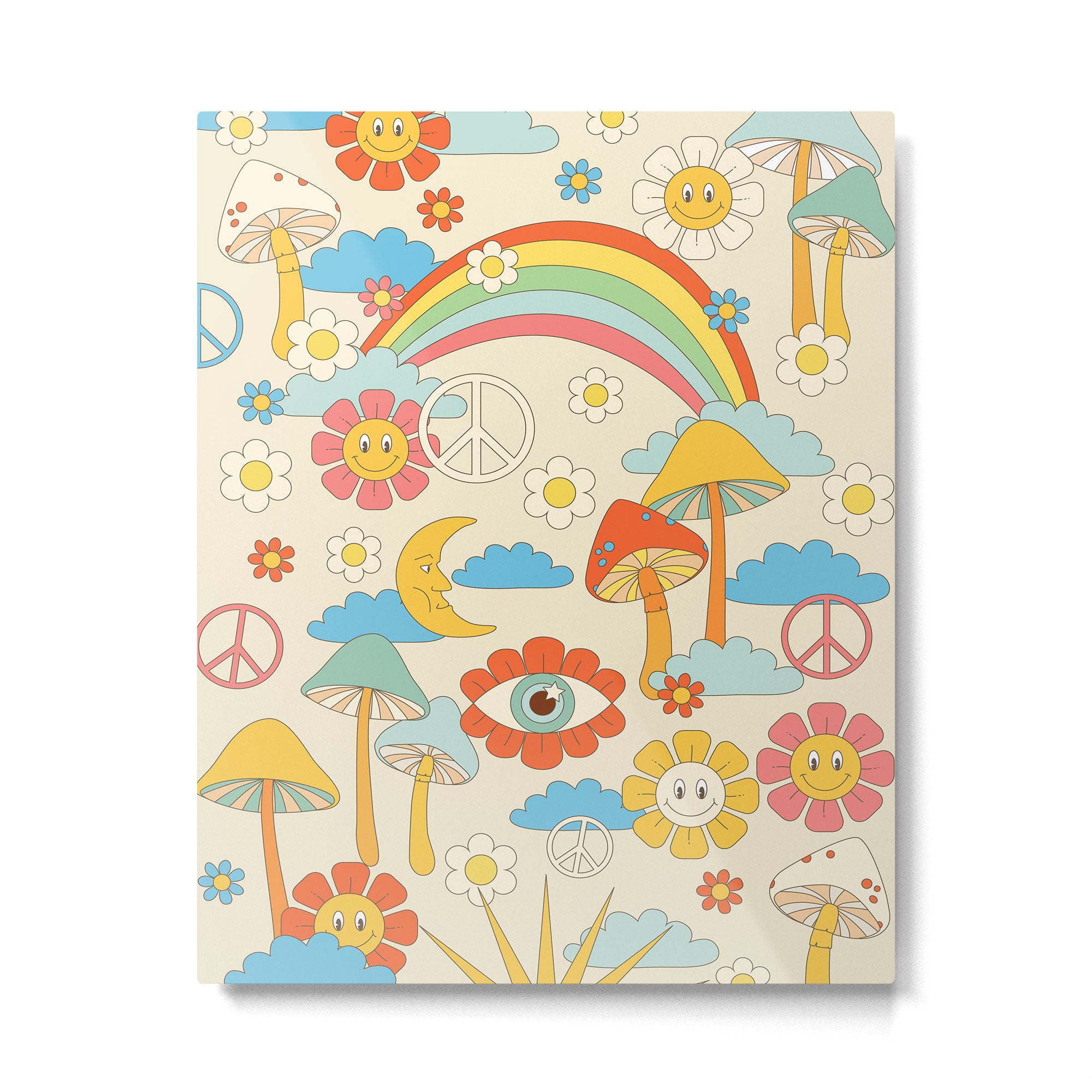 retro fantasy , boho mushroom rainbow trip Metal Print Gallery Image 6