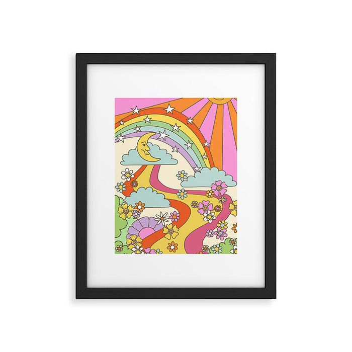 retro hippie boho print  Framed Art Print Gallery Image 1