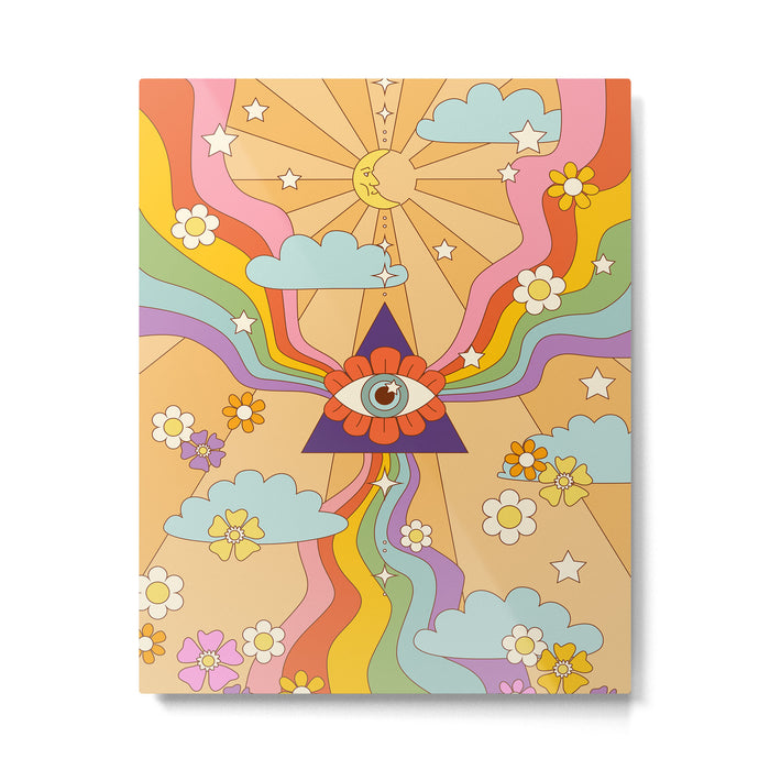 retro hippie boho rainbow print  Metal Print Gallery Image 1