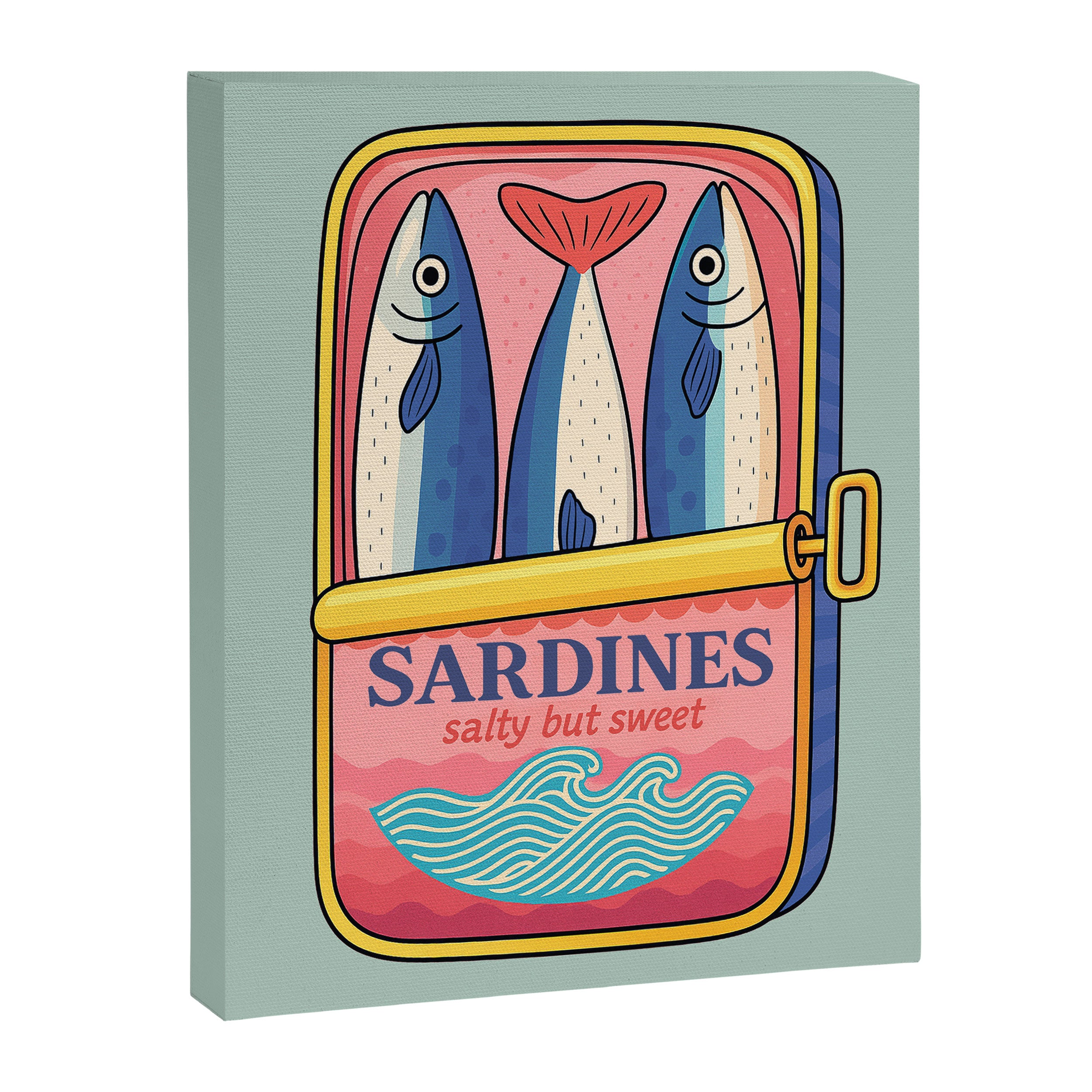 Tin of Love - Sardines in a Can with Heart Tail Canvas Print Gallery Image 8