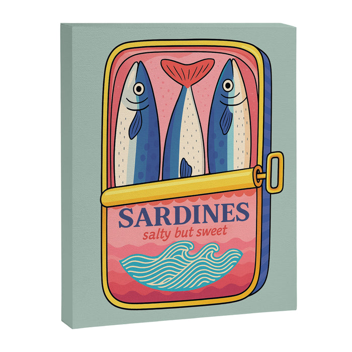 Tin of Love - Sardines in a Can with Heart Tail Canvas Print Gallery Image 1