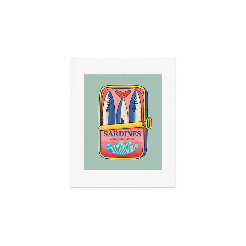 Tin of Love - Sardines in a Can with Heart Tail Art Print Gallery Image 1