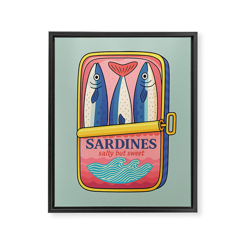 Tin of Love - Sardines in a Can with Heart Tail Framed Canvas Print Gallery Image 8