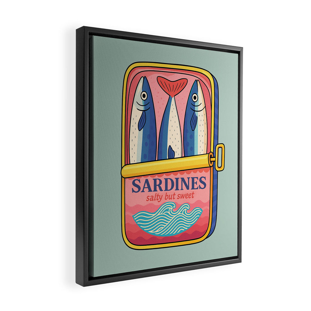 Tin of Love - Sardines in a Can with Heart Tail Framed Canvas Print Gallery Image 2