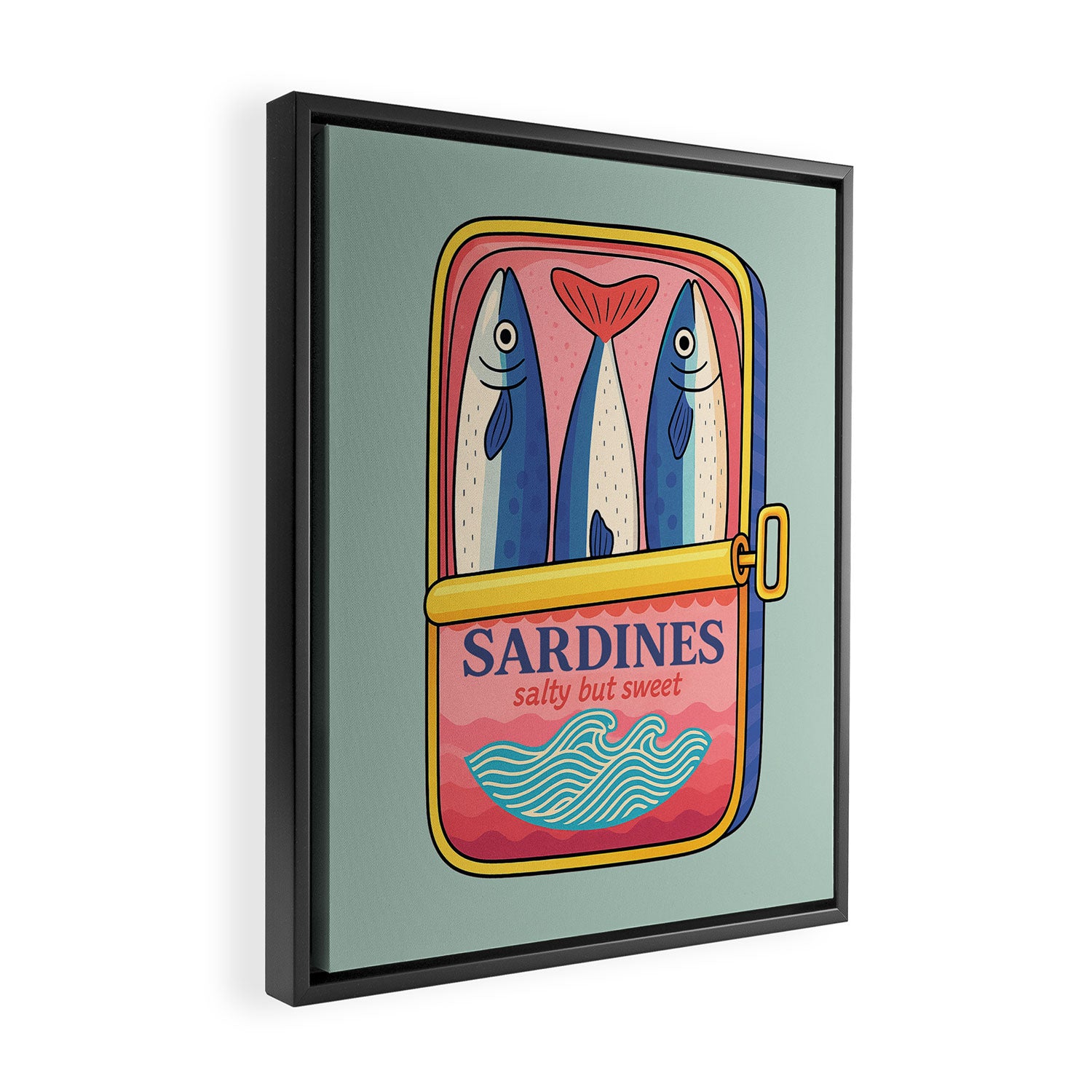 Tin of Love - Sardines in a Can with Heart Tail Framed Canvas Print Gallery Image 2