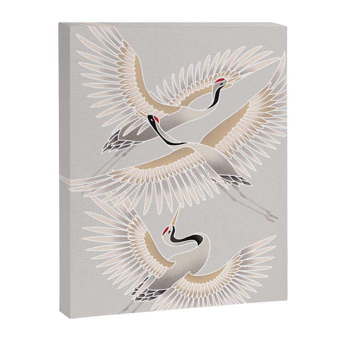 traditional Japanese cranes bright illustration Canvas Print Gallery Image 1