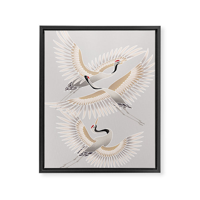 traditional Japanese cranes bright illustration Framed Canvas Print Gallery Image 6