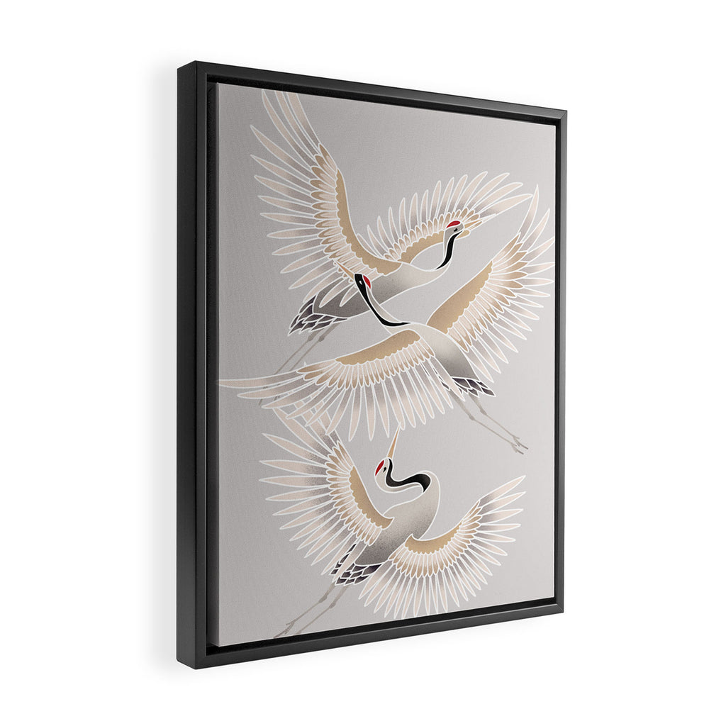 traditional Japanese cranes bright illustration Framed Canvas Print Gallery Image 2