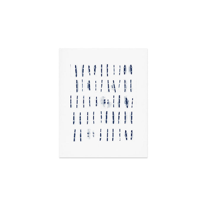 Blue indigo stripes over white shibori tie dye pattern Art Print Gallery Image 1