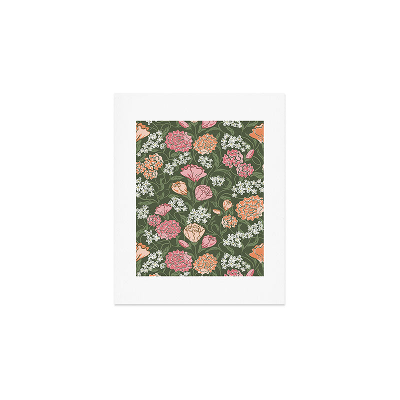 Botanical Green Floral Garden Pattern Art Print Gallery Image 1