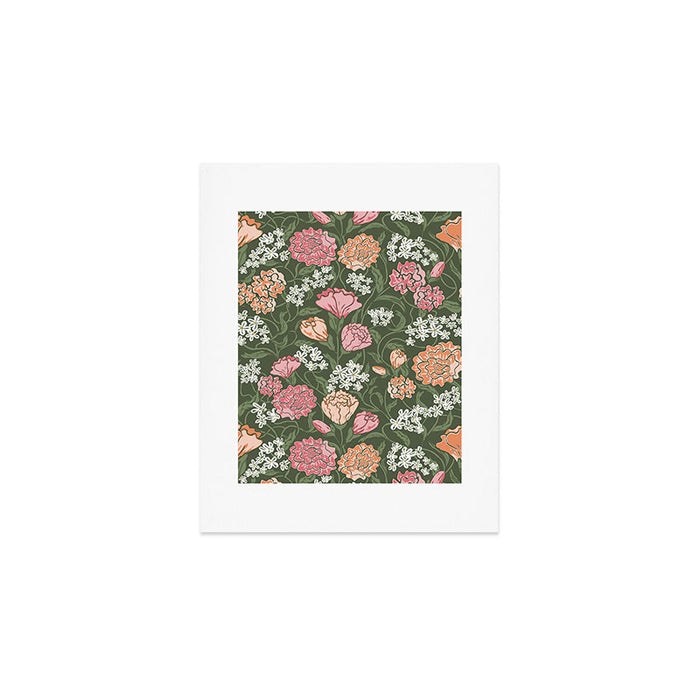 Botanical Green Floral Garden Pattern Art Print Gallery Image 1