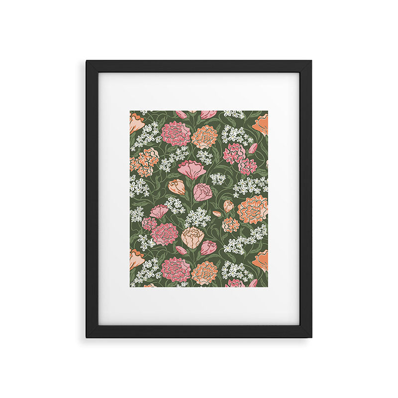 Botanical Green Floral Garden Pattern Framed Art Print Gallery Image 6