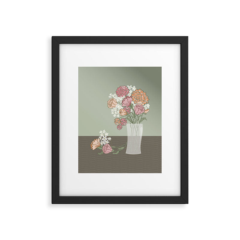 Botanical Green Garden Bouquet in Glass Vase Framed Art Print Gallery Image 6