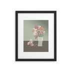 Botanical Green Garden Bouquet in Glass Vase Framed Art Print Gallery Image 6