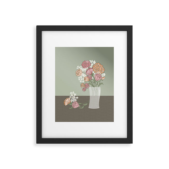 Botanical Green Garden Bouquet in Glass Vase Framed Art Print Gallery Image 1