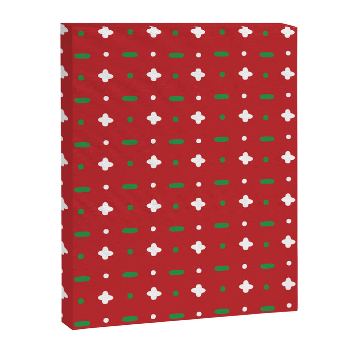 Christmas vector green and white horizontal and vertical stitches aligned on red background seamless Canvas Print Gallery Image 1