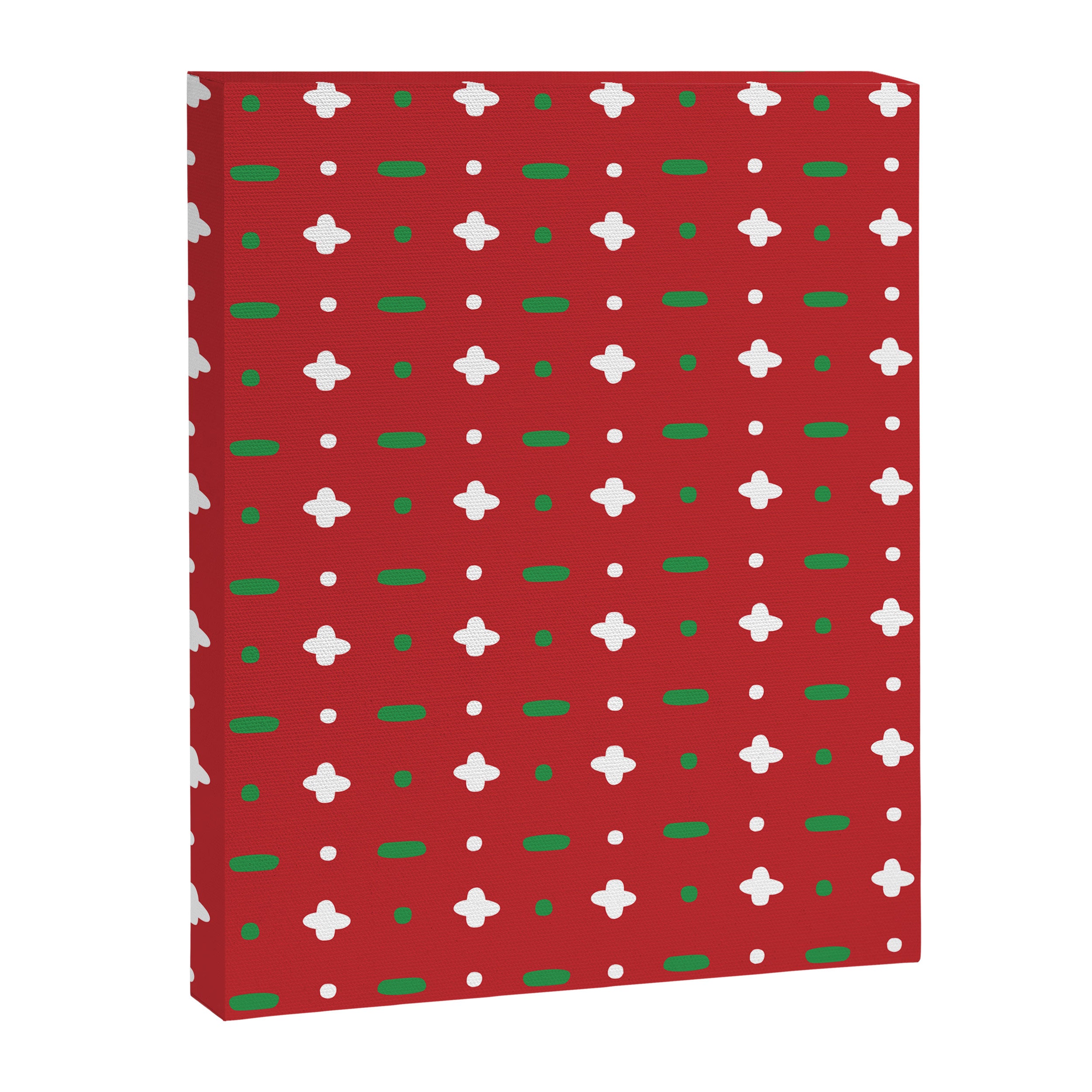 Christmas vector green and white horizontal and vertical stitches aligned on red background seamless Canvas Print Gallery Image 8