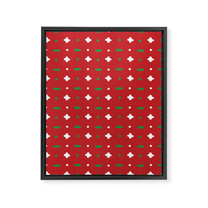Christmas vector green and white horizontal and vertical stitches aligned on red background seamless Framed Canvas Print Gallery Image 8