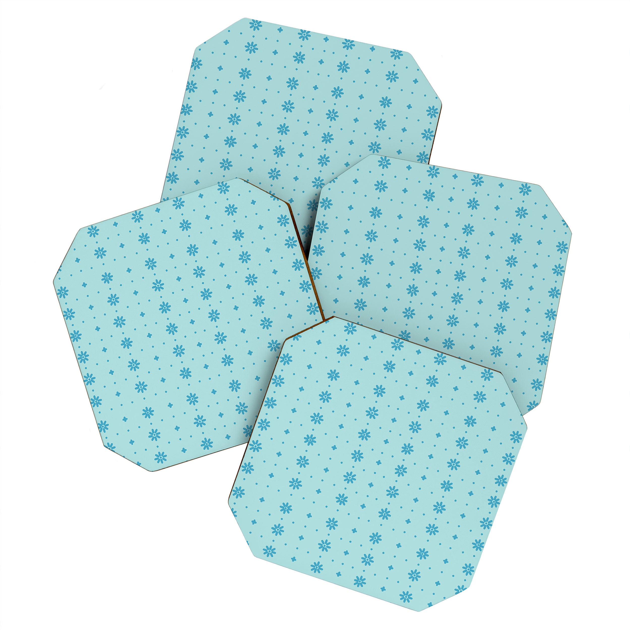 Christmas snowflake vector with simple modern blue stitches on light blue pattern Coaster Gallery Image 1