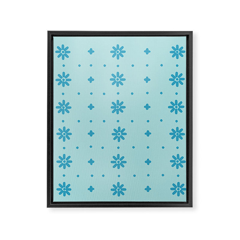 Christmas snowflake vector with simple modern blue stitches on light blue pattern Framed Canvas Print Gallery Image 8
