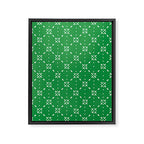 Christmas snowflake vector with simple modern white stitches on green background pattern Framed Canvas Print Gallery Image 8