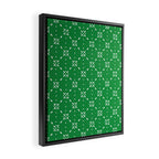 Christmas snowflake vector with simple modern white stitches on green background pattern Framed Canvas Print Gallery Image 2