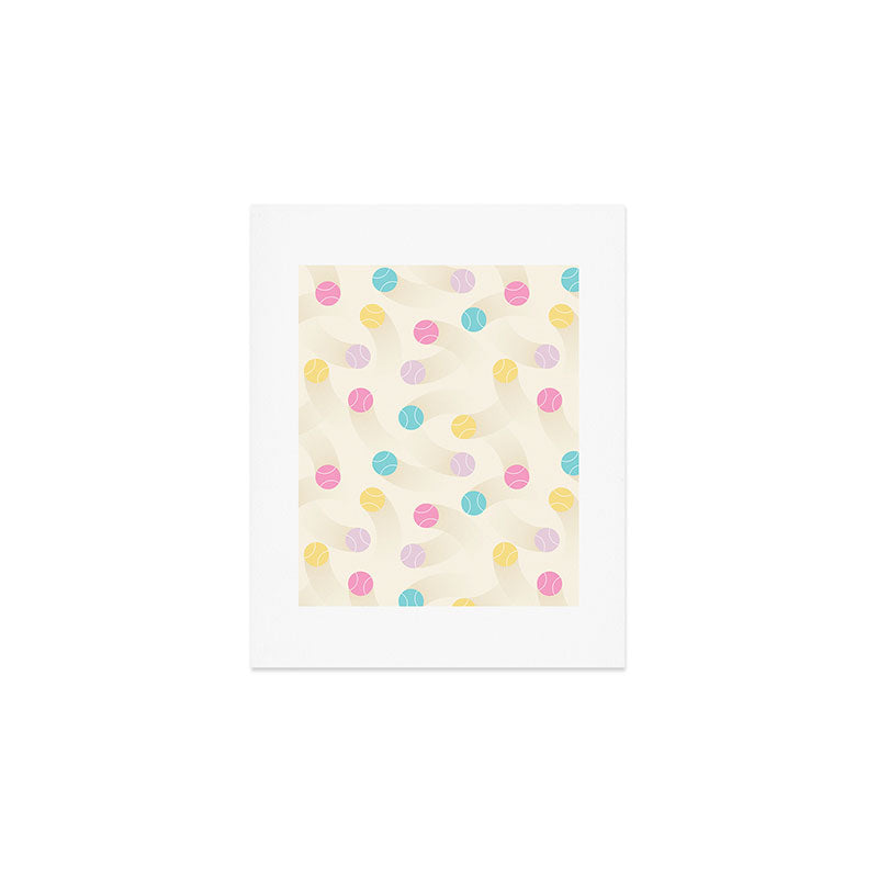 Colorful pastel tennis balls pattern Art Print Gallery Image 1