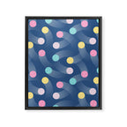 Colorful pastel tennis balls over blue background pattern Framed Canvas Print Gallery Image 8