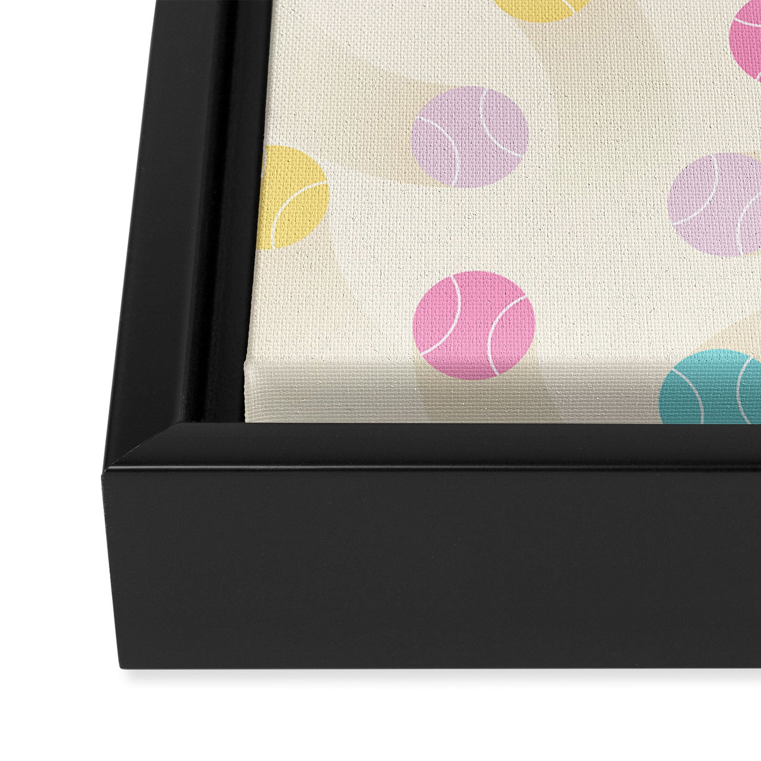 Colorful pastel tennis balls pattern Framed Canvas Print Gallery Image 3