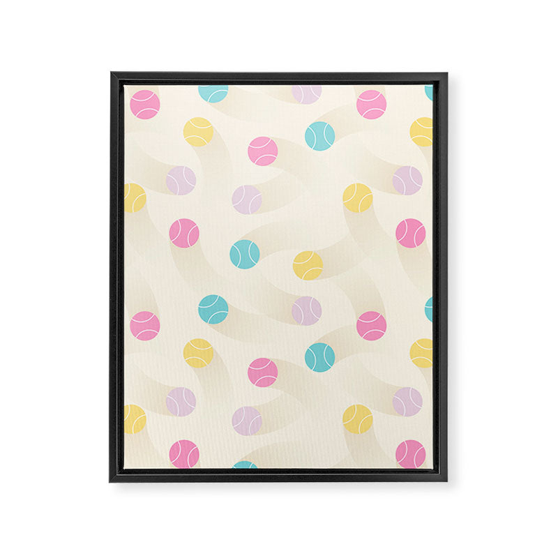 Colorful pastel tennis balls pattern Framed Canvas Print Gallery Image 8