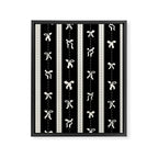 Coquette beige Bows on a black and beige stripes background pattern Framed Canvas Print Gallery Image 8