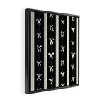 Coquette beige Bows on a black and beige stripes background pattern Framed Canvas Print Gallery Image 2