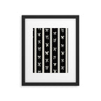 Coquette beige Bows on a black and beige stripes background pattern Framed Art Print Gallery Image 6