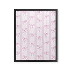 Coquette pink bows on a vertical stripes background Framed Canvas Print Gallery Image 8