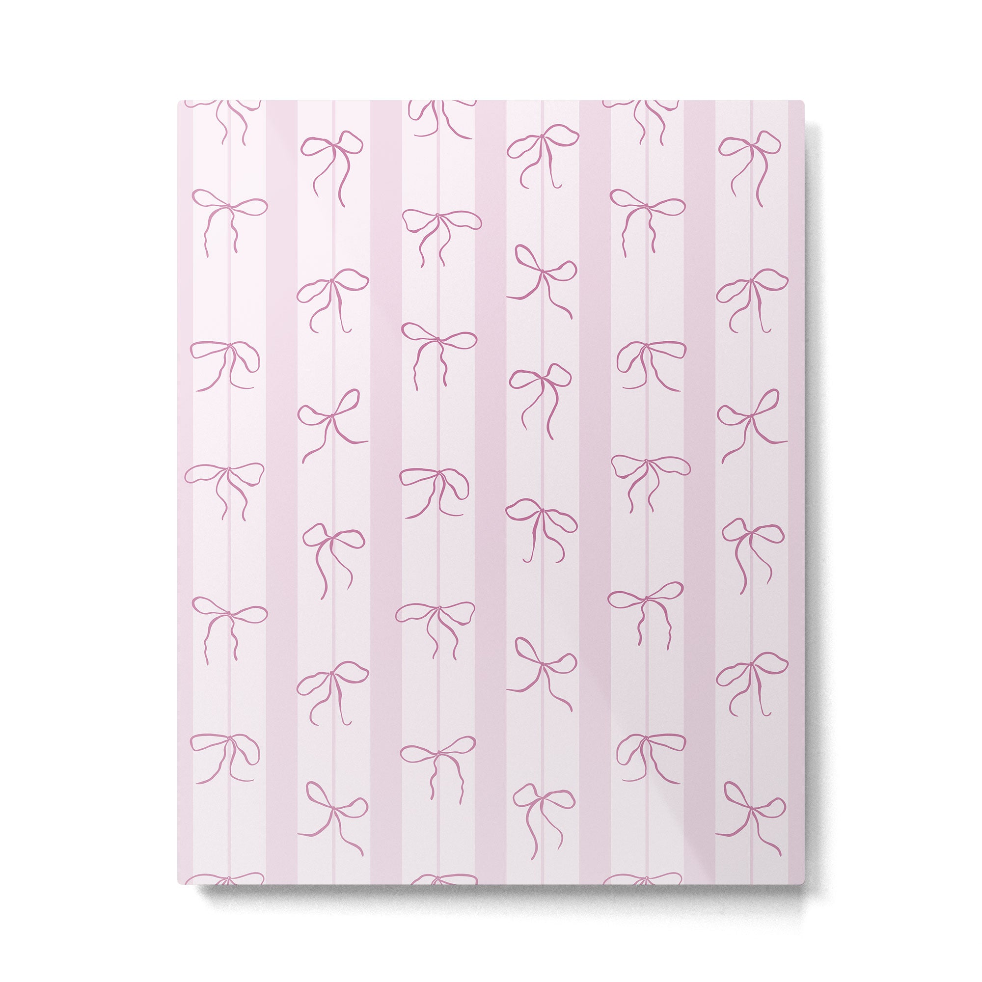 Coquette pink bows on a vertical stripes background Metal Print Gallery Image 6