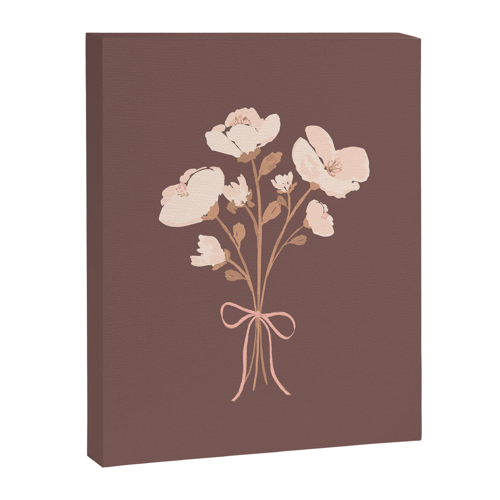 Delicate bouquet of flowers with bow - Peach and mocha copper Canvas Print Gallery Image 8