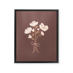 Delicate bouquet of flowers with bow - Peach and mocha copper Framed Canvas Print Gallery Image 8