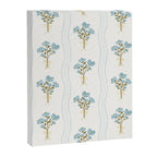 Delicate floral bouquets with vertical stripes - light blue peacock and moss green flowers pattern Canvas Print Gallery Image 8