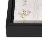 Delicate floral bouquets with vertical stripes - Pink and moss green pattern Framed Canvas Print Gallery Image 3