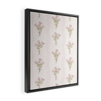 Delicate floral bouquets with vertical stripes - Pink and moss green pattern Framed Canvas Print Gallery Image 2