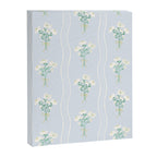 Delicate floral bouquets with vertical stripes - white jade green blue pattern Canvas Print Gallery Image 8