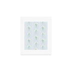 Delicate floral bouquets with vertical stripes - white jade green blue pattern Art Print Gallery Image 1