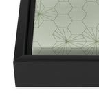 Geometric flowers light sage green pattern Framed Canvas Print Gallery Image 3