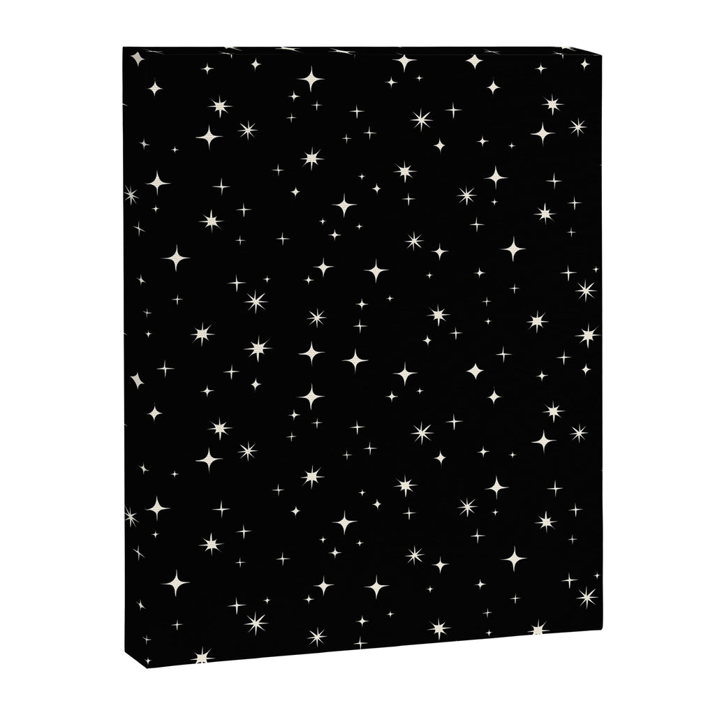Hand drawn vintage stars - Cream over black Canvas Print Gallery Image 8