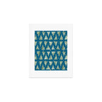 Holiday christmas tree over blue peacock pattern Art Print Gallery Image 1